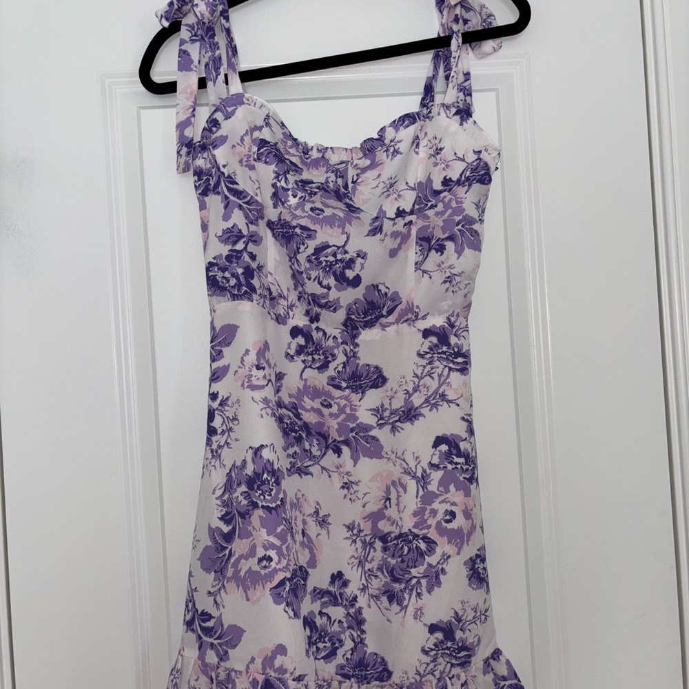 Aqua Purple and White Floral Dress - Picture 13 of 13